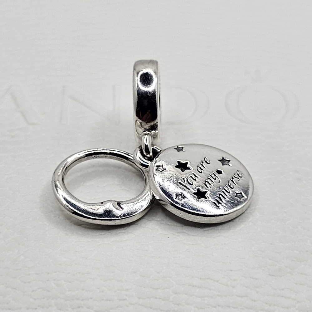 Authentic Pandora ⭐️RETIRED⭐️ MOON & STAR DANGLE CHARM - Picture 7 of 7
